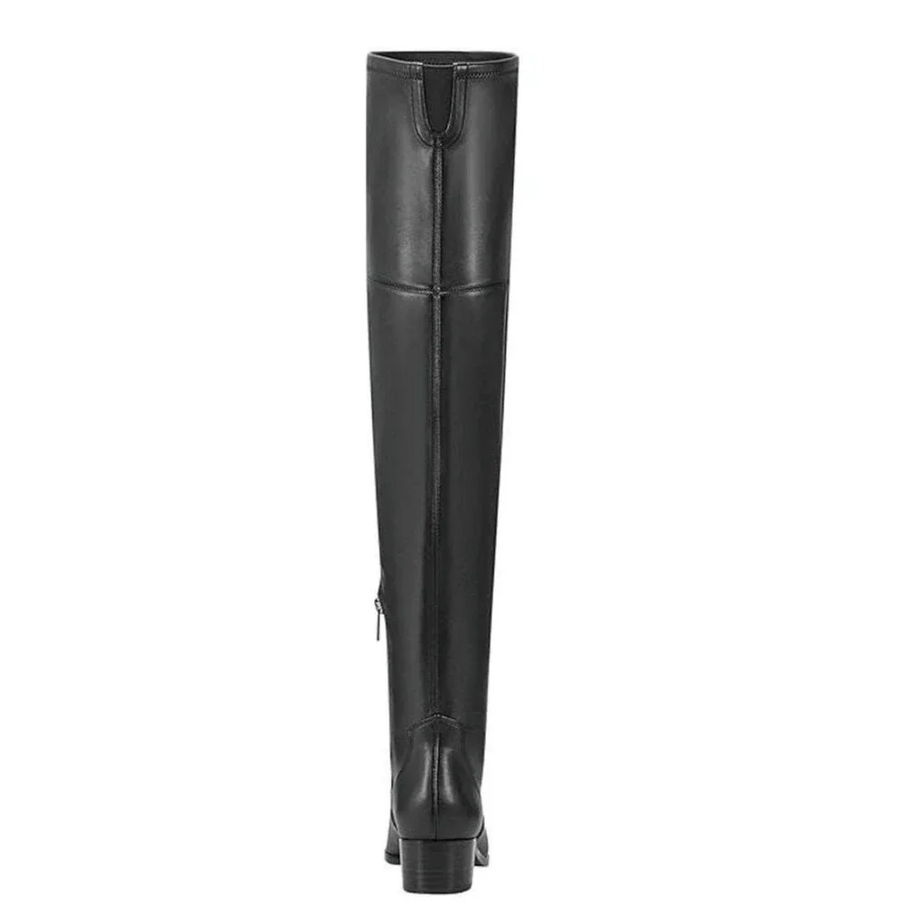 Marc Fisher LTD Black Over The Knee Boots Metal Tip Detail Size 6.5M NEW